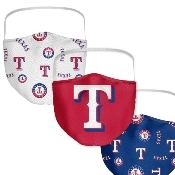 New in Package TEXAS RANGERS Men's Women's Face Covering Mask Masks Set of 3 - Picture 1 of 4
